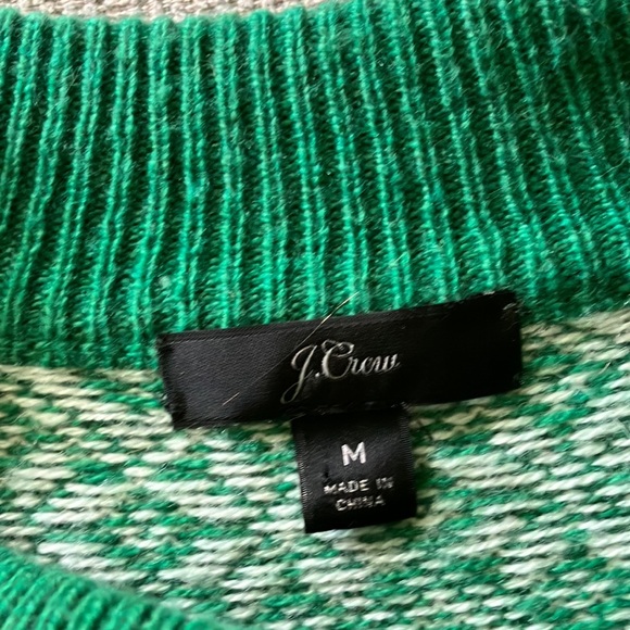 J. Crew Fair Isle Birds Green Sweater Medium - Picture 4 of 5